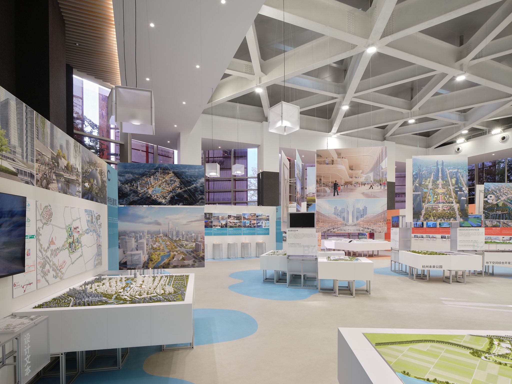 图12 可回收的轻质铝型材模型展台如同漂浮的岛屿，Recyclable aluminum display platforms appear as floating islands ©梅可嘉.jpg