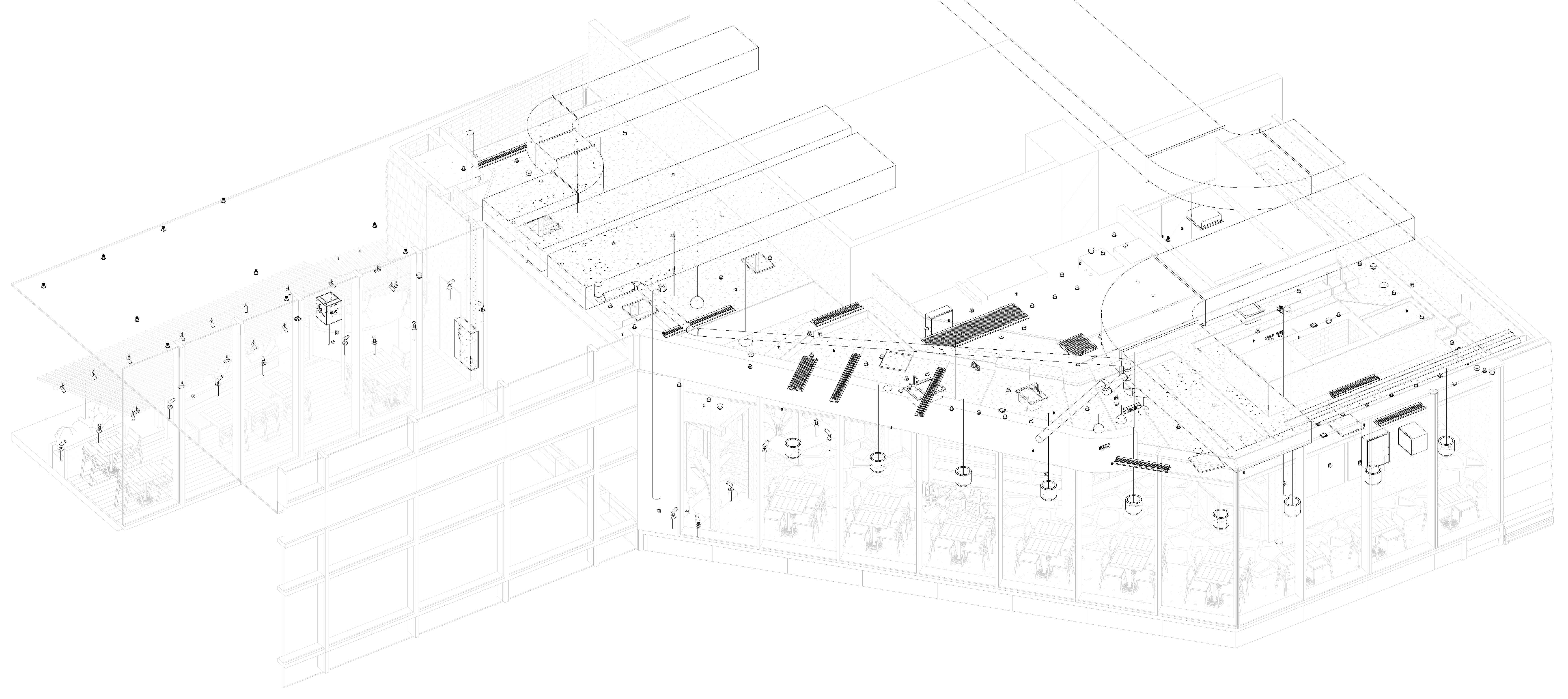 1776305567396419IsM4.jpg 0116-YEXUAN-SH-MIXC-V3 - 三维视图 - revit渲染视图-二楼整体-机电管线模型.jpg